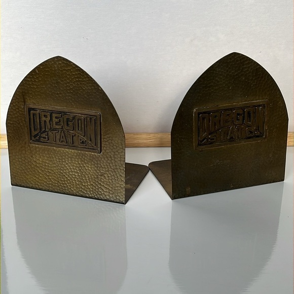 Oregon State Bookends Antique Brass Bookends Robbins Co. Attleboro MA - Picture 3 of 15